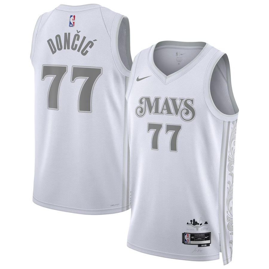 Men Dallas Mavericks #77 Luka Doncic Nike White City Edition 2024-25 Swingman Player NBA Jersey->->NBA Jersey